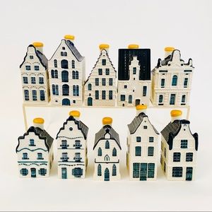 Set of 10 Blue Delft's House KLM Bols